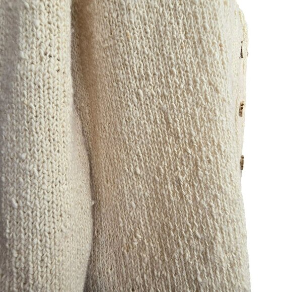 Vintage Beige Wool? Button-Up Cardigan Sweater Handmade? HS157 - Picture 4 of 8